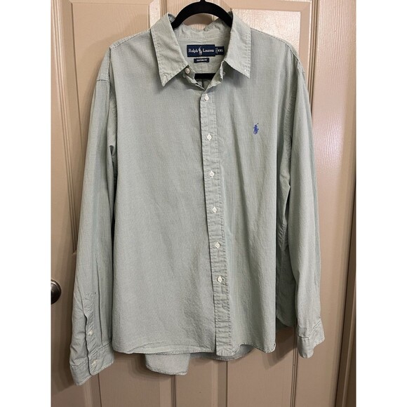 Ralph Lauren Shirt Mens 2XL XXL Gingham Oxford Custom Fit Dress Button Down VTG - Picture 3 of 16